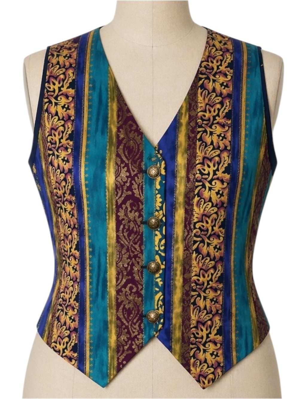 Vintage Silver Threads Women’s Colorful Striped Vest size 1X